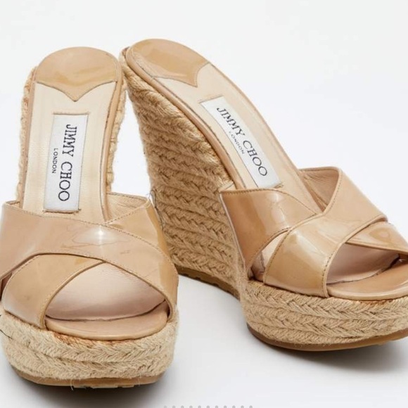 Jimmy Choo Nude Patent Leather Wedges Size EU 41 - Picture 11 of 16